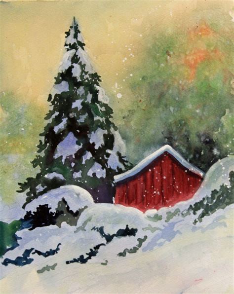 2014 01 01 093120 Christmas Paintings Christmas Watercolor Barn
