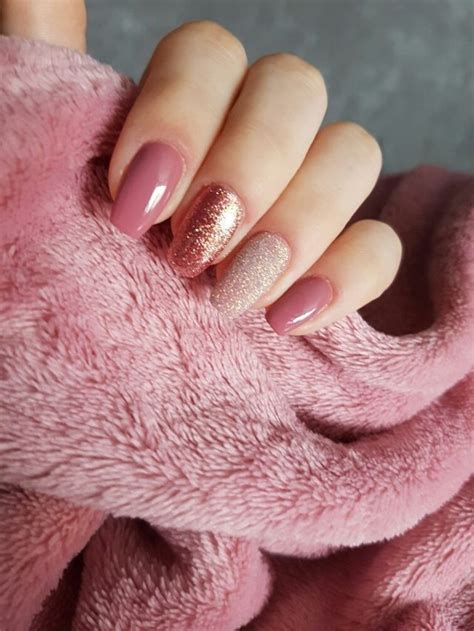 Dusky Pink And Different Shades Of Glitter Spring Nails These Are So