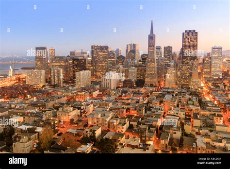Dusk Over San Francisco Downtown Stock Photo Alamy