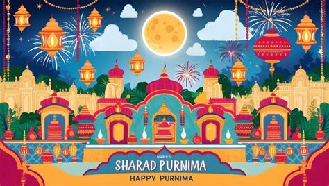 Happy Sharad Purnima Festival Background Illustration Premium Ai