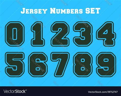 College Number Set Jersey Sport Numbers Bundle Vector Image