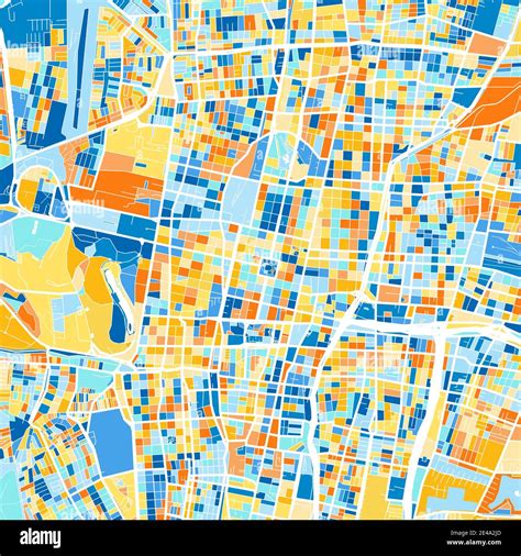 Color Art Map Of Mendoza Argentina Argentina In Blues And Oranges