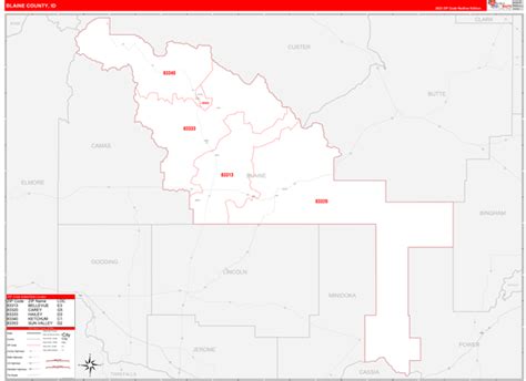 Wall Maps Of Blaine County Idaho