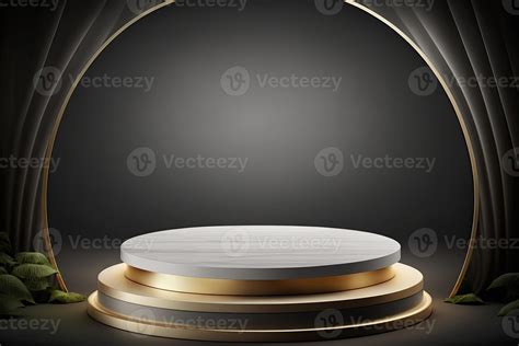 Circle Round Podium Stage Platform Gold Luxury Product Placement