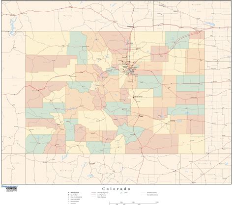 Colorado Wall Map With Counties By Map Resources Mapsales