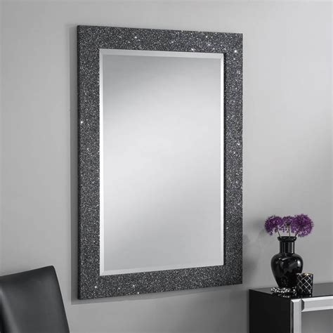 Grey Glitter Rectangular Wall Mirror Homesdirect365
