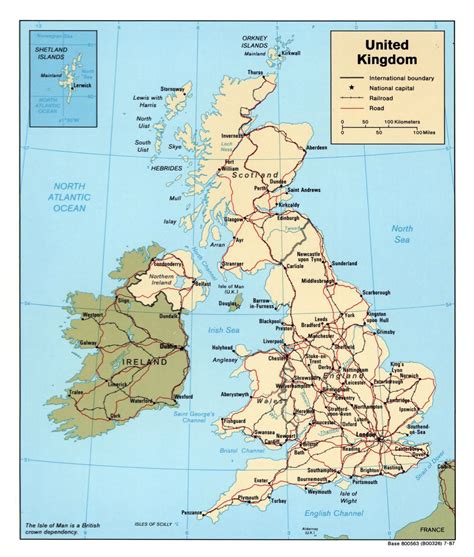 Large Detailed Political Map Of United Kingdom With Roads Railroads And Major Cities