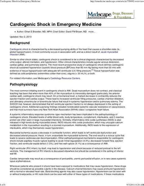 Cardiogenic Shock In Emergency Medicine