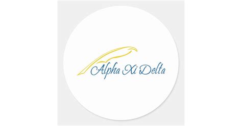 Alpha Xi Delta With Quill Classic Round Sticker Zazzle