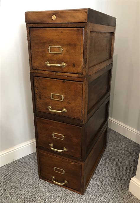 Antique Vintage Stacking Wooden Filing Cabinet Drawers 595698