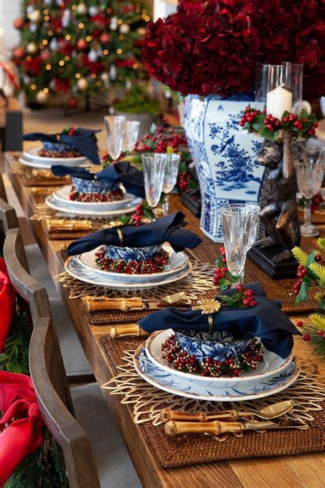 Navy Blue Holiday Wedding Tablescape Placesetting Wedding