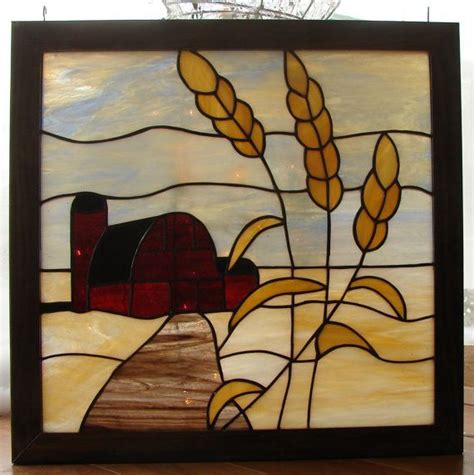 Wheat Field With Barn Barn Art Faux Stained Glass Stained Glass