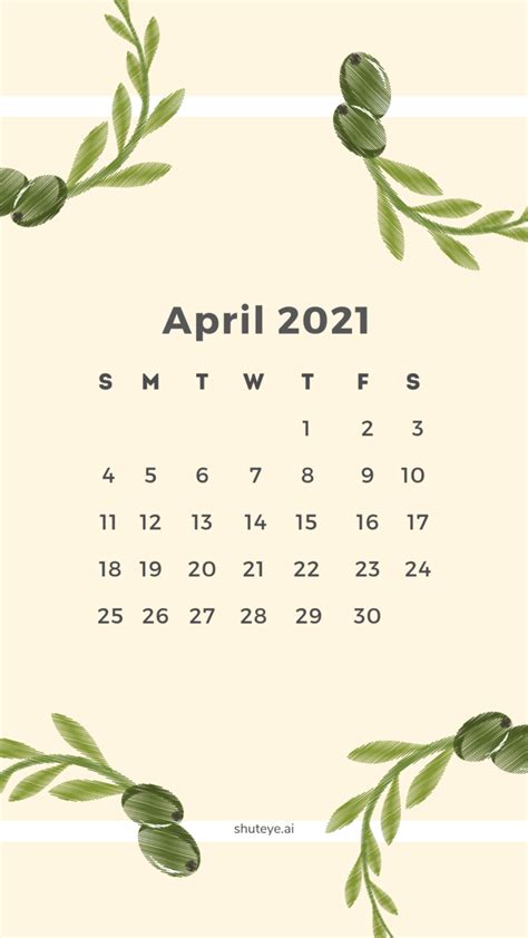 April Calendar 2021 Free Printable Calendars Shuteye
