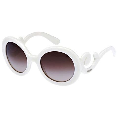 prada baroque retro round sunglasses pr27 white 129 liked on polyvore featuring accessories