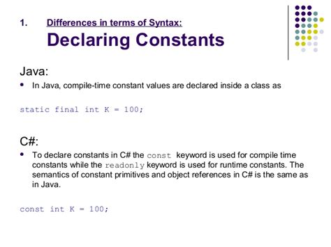 An integer constant is a sequence of digits without a decimal point. java vs C#