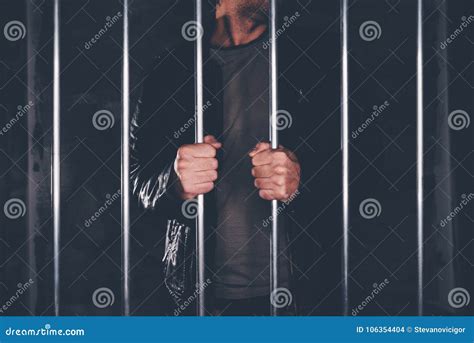 Man Behind Prison Bars Stock Photo Image Of Custody 106354404