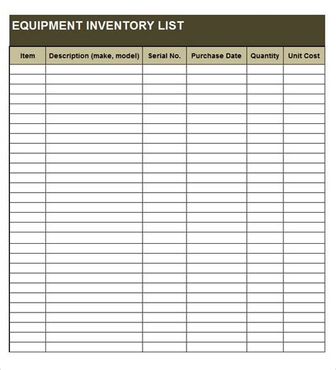 Equipment Inventory Template Free Word Excel Pdf Documents Download