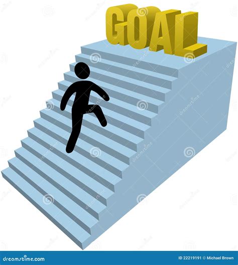 Stick Figure Person Climb Steps Achieve Goal Stock Vector