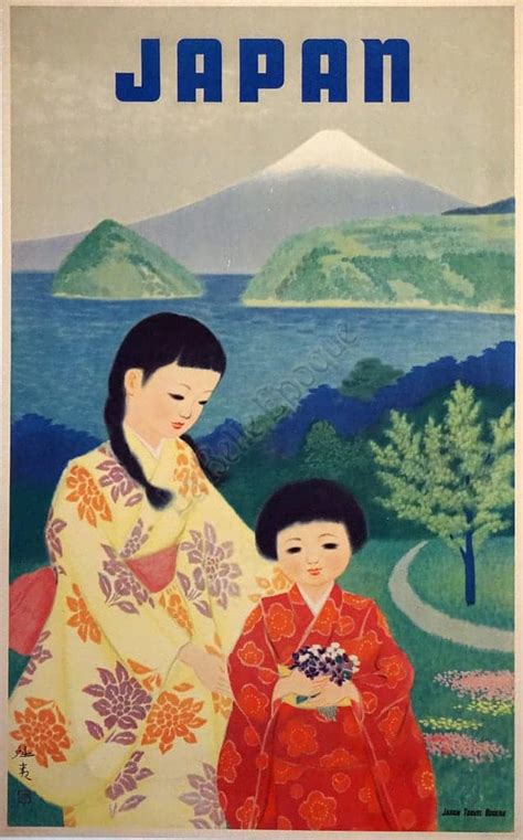 Japanese Travel Bureau Vintage Advertising Poster Japan 1930s