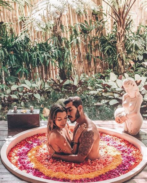 Couple Flower Bath In Paradise Island Bali The Udaya Resort Travel