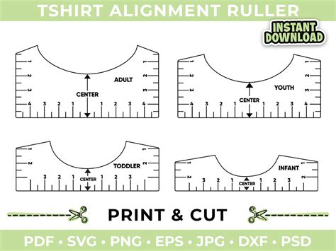T-shirt Alignment Ruler Print at Home Guide Tool Placement - Etsy