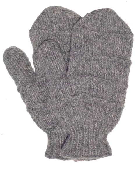 Simple Raised Ridge Pure New Wool Grey Mitten Cosy Warm And Wearable