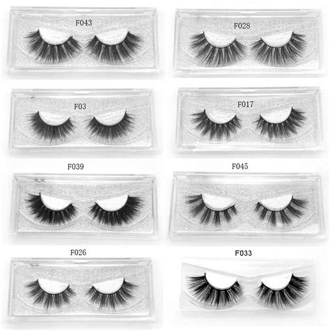 f043 3d mink hair handmade false eyelashes natural volume thick strips wispy fake eye lash