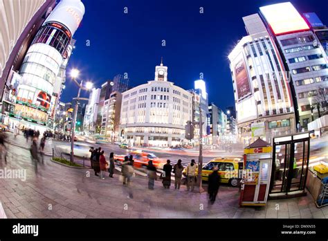 Ginza At Night Tokyo Japan Stock Photo Alamy