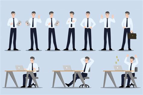 Premium Vector Set Of Businessman With Different Poses