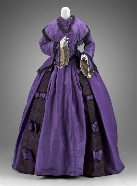From exhibit at the museum of costume & lace, brussels. Rate the Dress: Purple & bows in the 1860s - The Dreamstress
