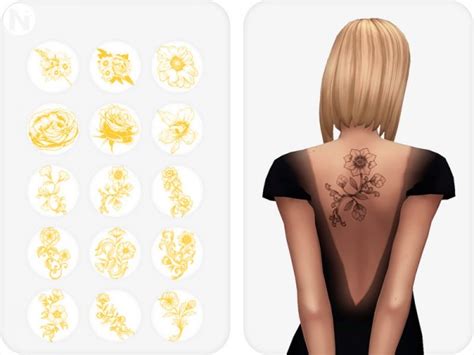 The Sims Resource Random Flowers Tattoos By Nords • Sims 4 Downloads