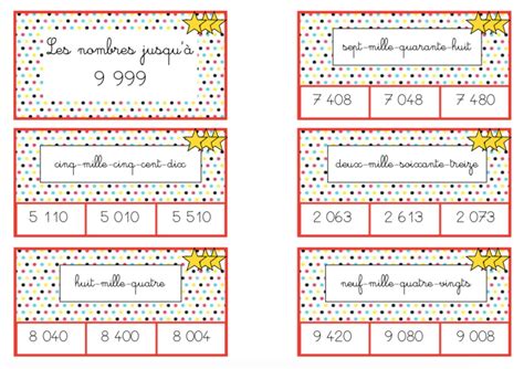 Les nombres jusqu'à 9 999 - 201 cartes à pinces AVEC ou SANS FOND