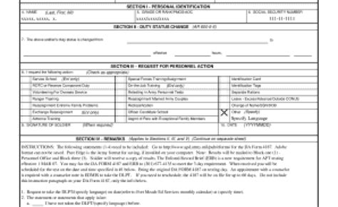 Da Form 4187 Templates Fillable Printable Samples For Pdf Word Otosection