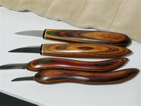 Wood Carving Knives Set Of 4 Colorful Wood Handle Very Sharp