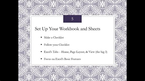 Example 5 Set Up Your Workbook And Worksheets Youtube