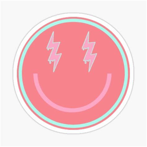 preppy smiley face with lightning bolt eyes! circular sticker