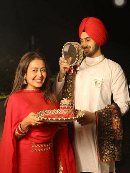 Neha Kakkars First Karva Chauth With Hubby Rohanpreet Singh See Pics