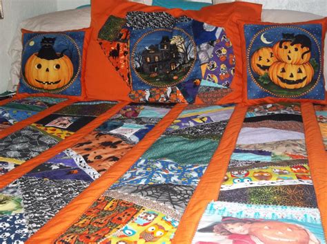 Handmade Crazy Quilt Halloween Bed Quilt Quilt Custom Made