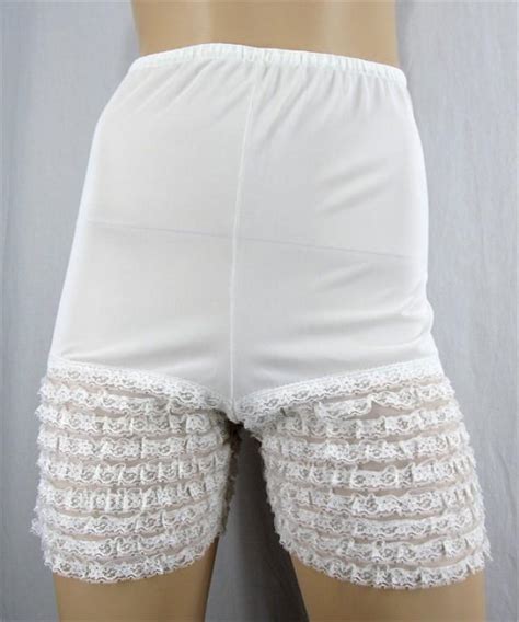 Vintage Ruffle Panties Pin Up Lingerie Xs Small White Lace Sissy Bridal Boho High Waist Panty