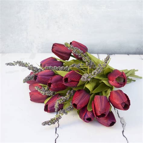 Deep Maroon Artificial Tulips In Vase By Abigail Bryans Designs