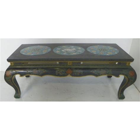 Black Lacquer And Cloisonne Chinese Coffee Table