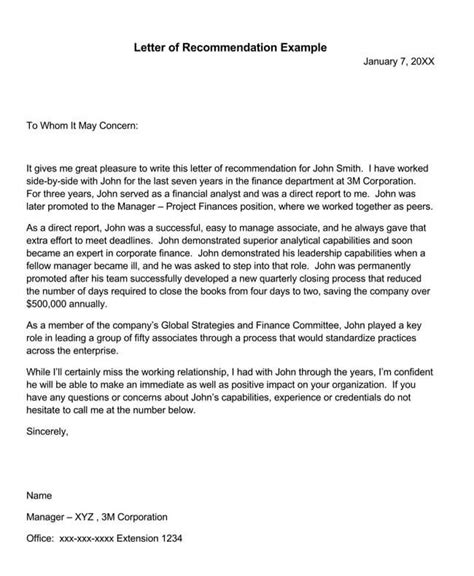 Recommendation Letter Samples From An Employee S Manager