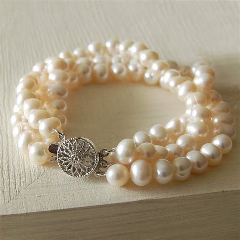 three strand pearl bracelet by highland angel | notonthehighstreet.com