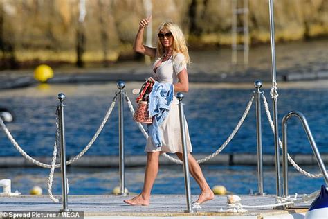 Victoria Silvstedt 47 Puts On A Very Busty Display In A Plunging Cream Dress In Italy Daily