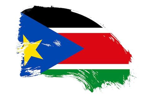 bandera de sudán del sur sobre fondo blanco con efecto de textura de pincel abstracto foto premium