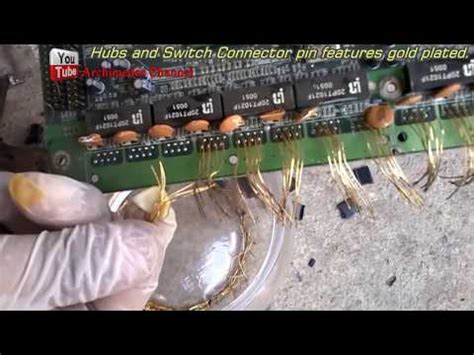 Gold's combination of high conductivity and resistance to corrosion has made the precious metal popular in electronic applications. gold extraction from electronic Circuit Boards waste Recycle gold plated pins. - YouTube