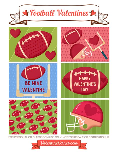Free Printable Football Valentines Day Cards
