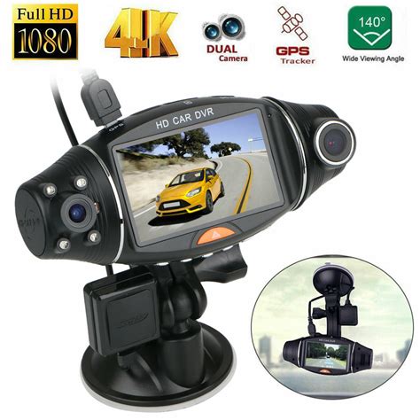Gps Dual Lens Vehicle Car Dvr Dash Cam Night Vision Rear Video Camera