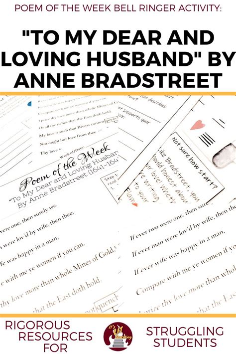 Poem Of The Week To My Dear And Loving Husband By Anne Bradstreet In