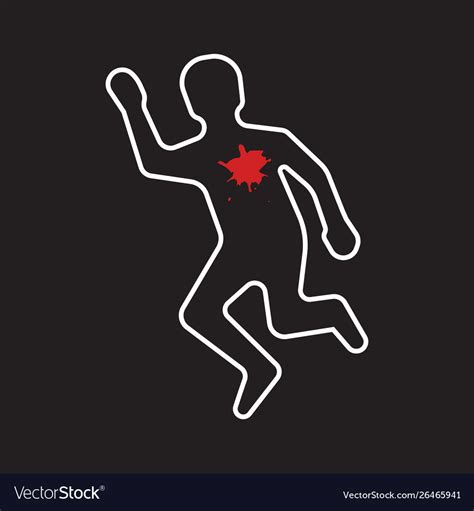 Crime Scene Dead Body Silhouette Icon Royalty Free Vector